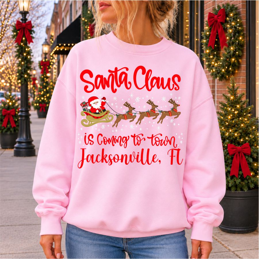 Custom Santa Claus Is Coming To Town W City & State