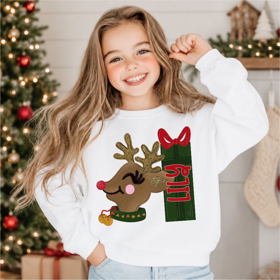 Custom Girl Reindeer with Name