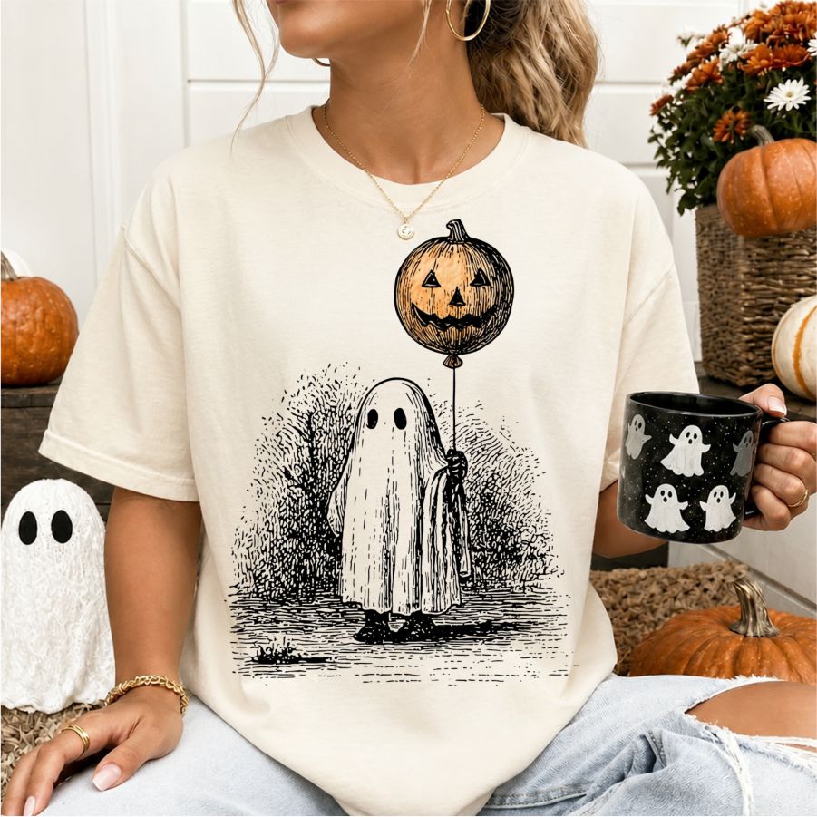 Ghost w Jack o' Lantern Balloon