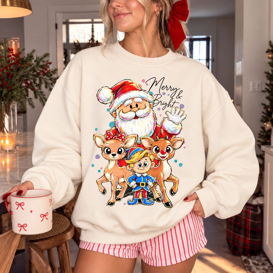 Merry And Bright Santa And Friends