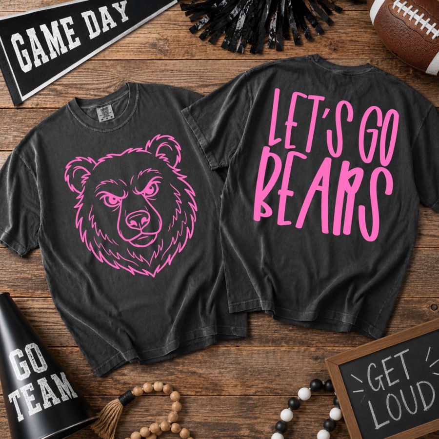 Pink Let's Go Bears 2 Part