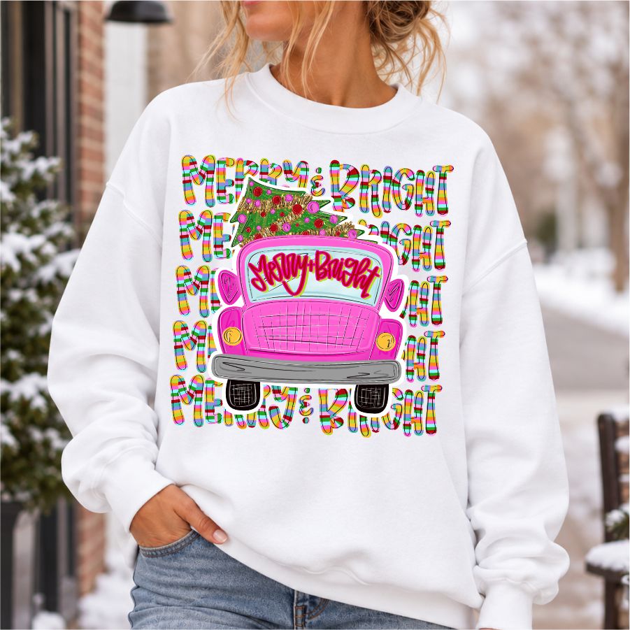 Pink Truck Merry And Bright