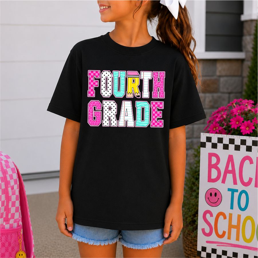 School Pattern w Check & Smiley Fourth 2 part