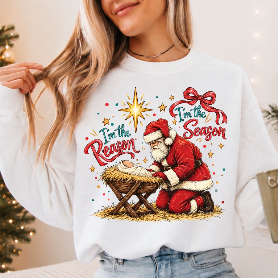 Santa Kneeling at the Manger