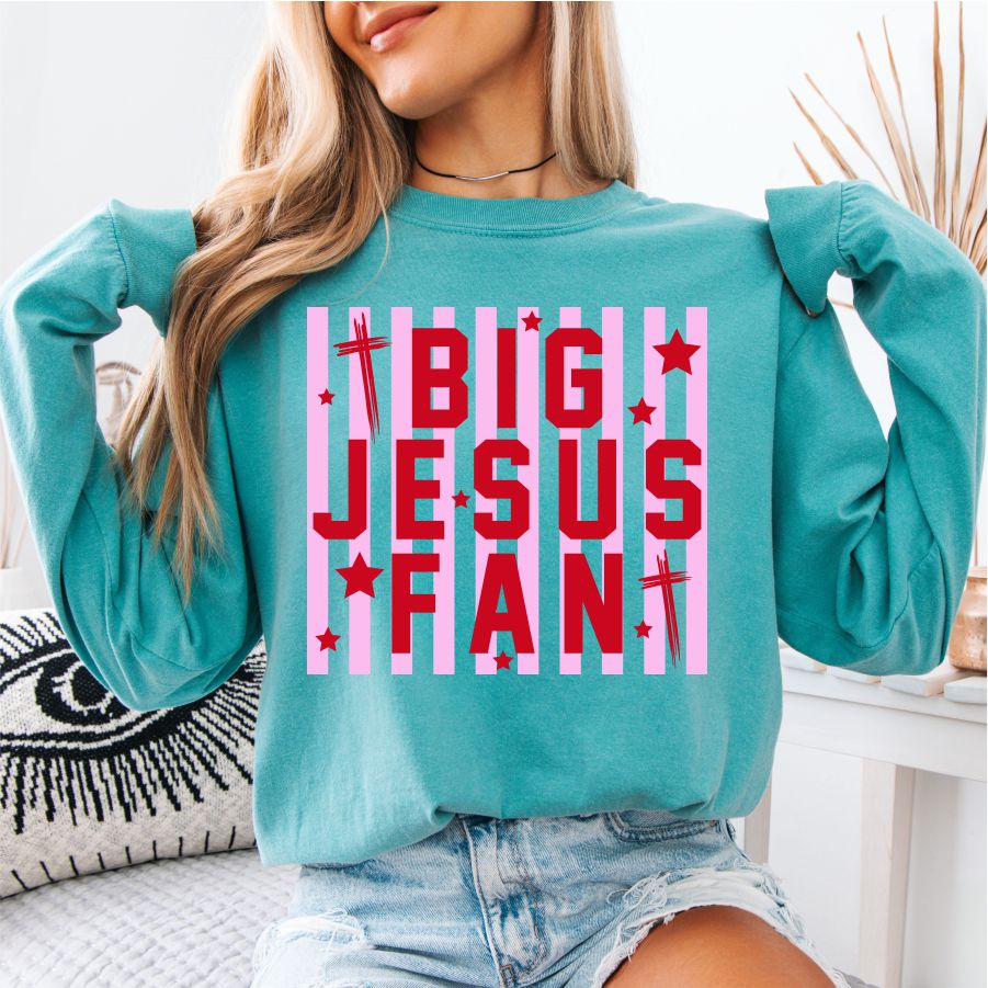 Big Jesus Fan Pink Stripes