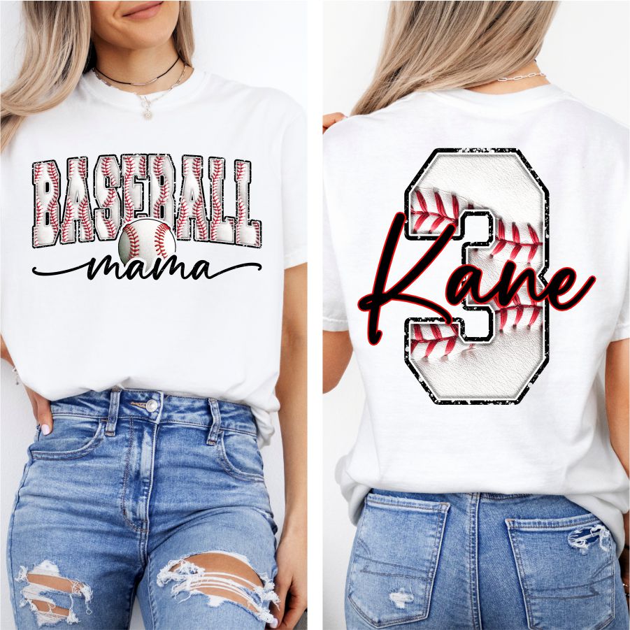 Custom Baseball Mama w Name & Number
