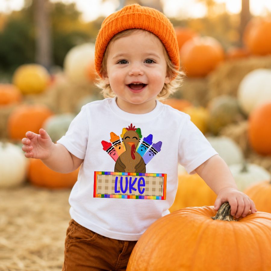 Custom Boy Crayon Turkey w Name