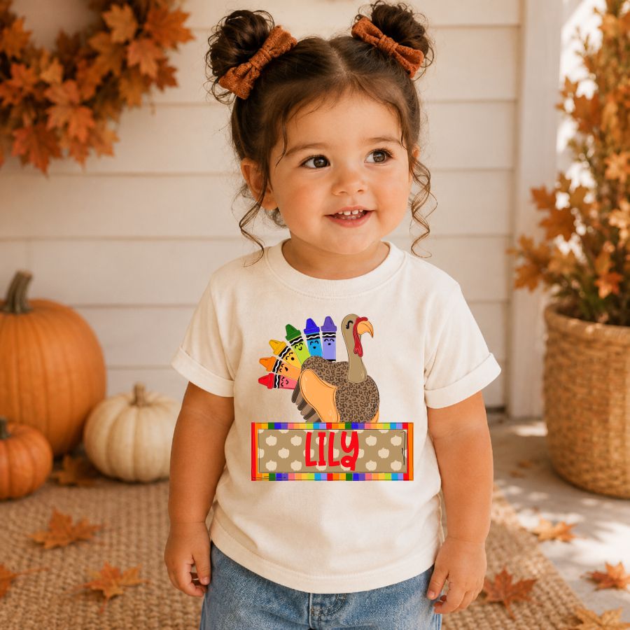 Custom Girl Crayon Turkey with Name