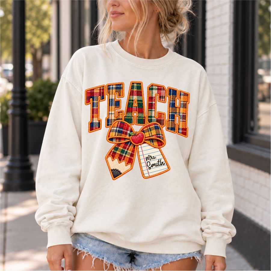 Custom Plaid Teacher With Name