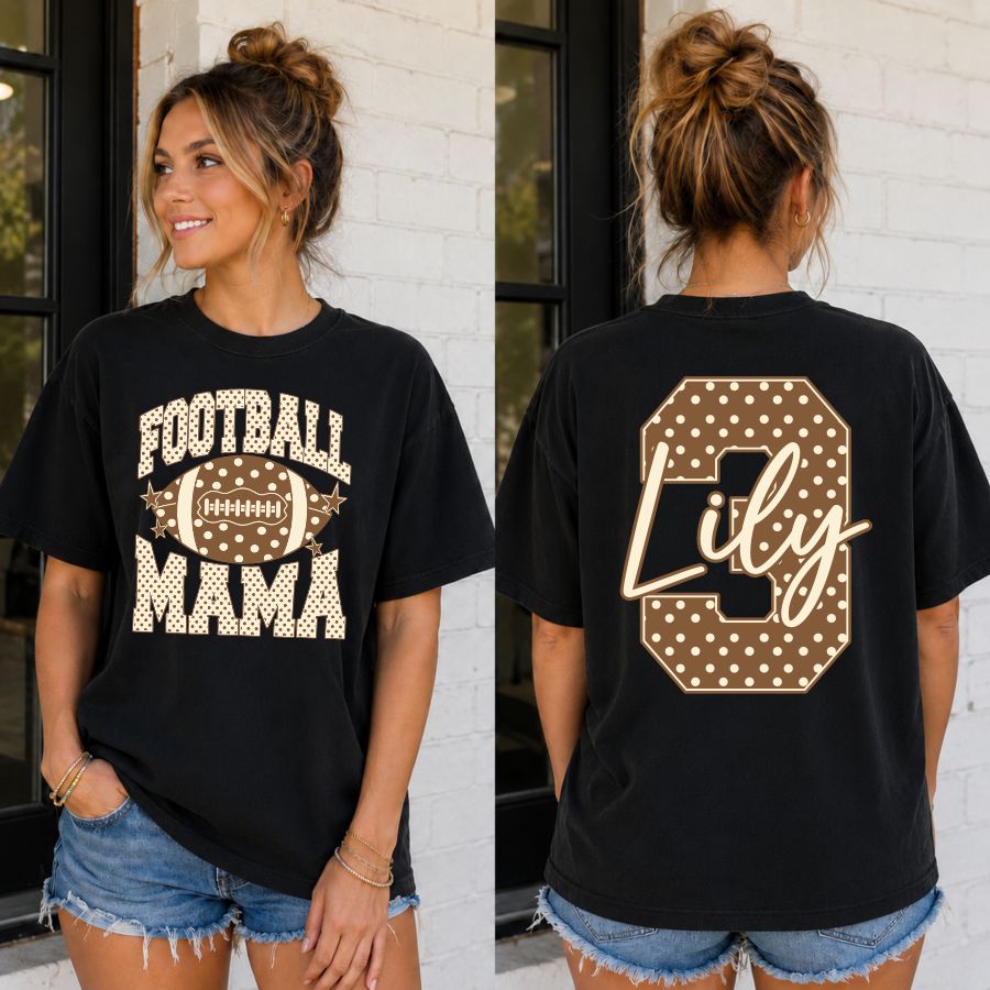 Custom Football Mama Polka Dot w Number & Name