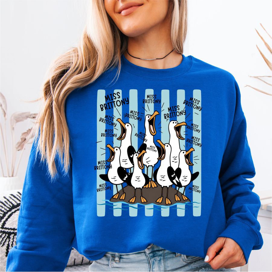 Custom Teacher Seagulls Blue Stripe