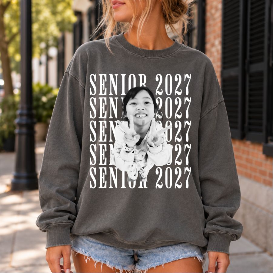 Custom Senior 2027 White Print - Email Your Photo