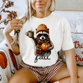 Fall Racoon Black Print