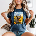 Feral Girl Summer Racoon w Sunflowers