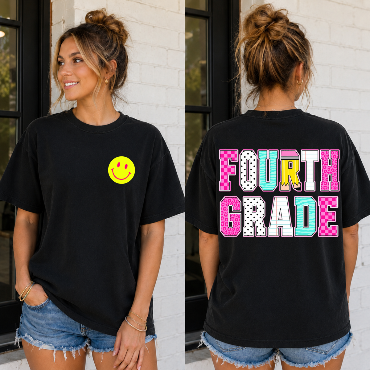 School Pattern w Check & Smiley Fourth 2 part