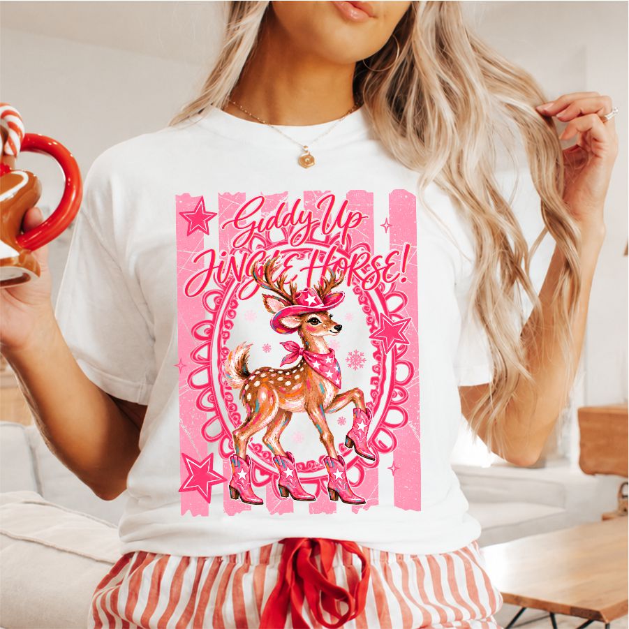 Giddy Up Jingle Horse Pink Stripe