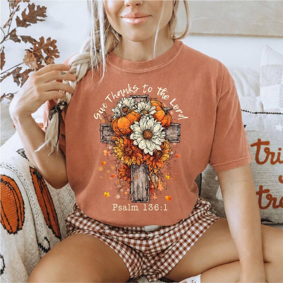 Give Thanks to the Lord White Print