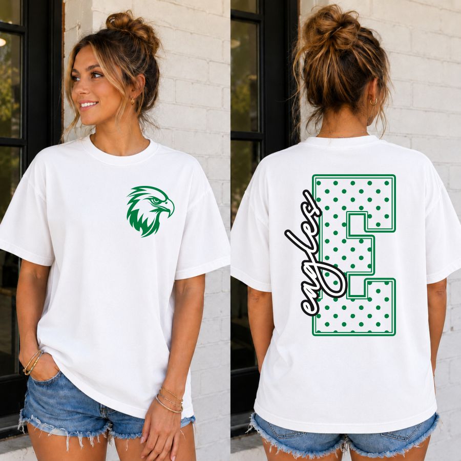 Custom Polka Dot Initial School Mascot 2 part - Your School Your Colors