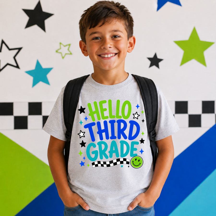 Hello Third Grade Check & Green Smiley