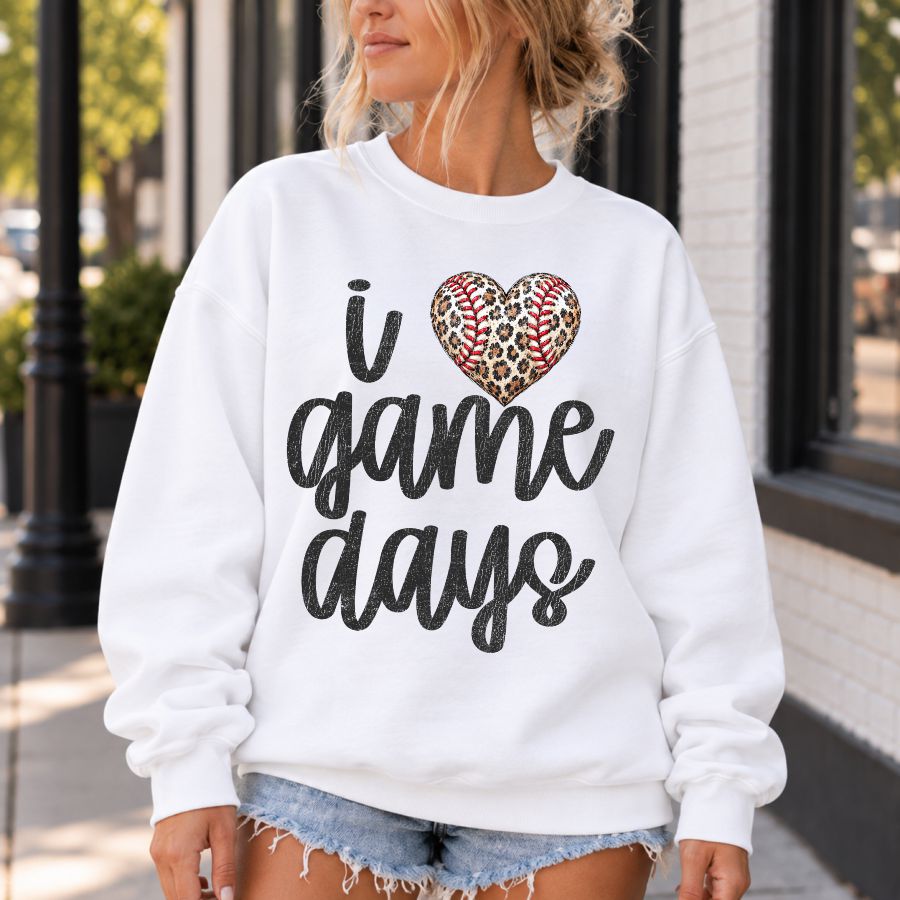 I Love Game Day Leopard Baseball