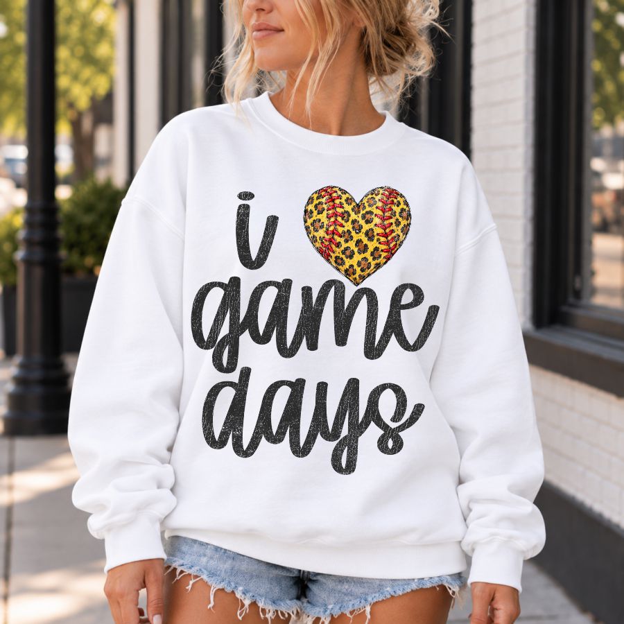 I Love Game Day Leopard Softball