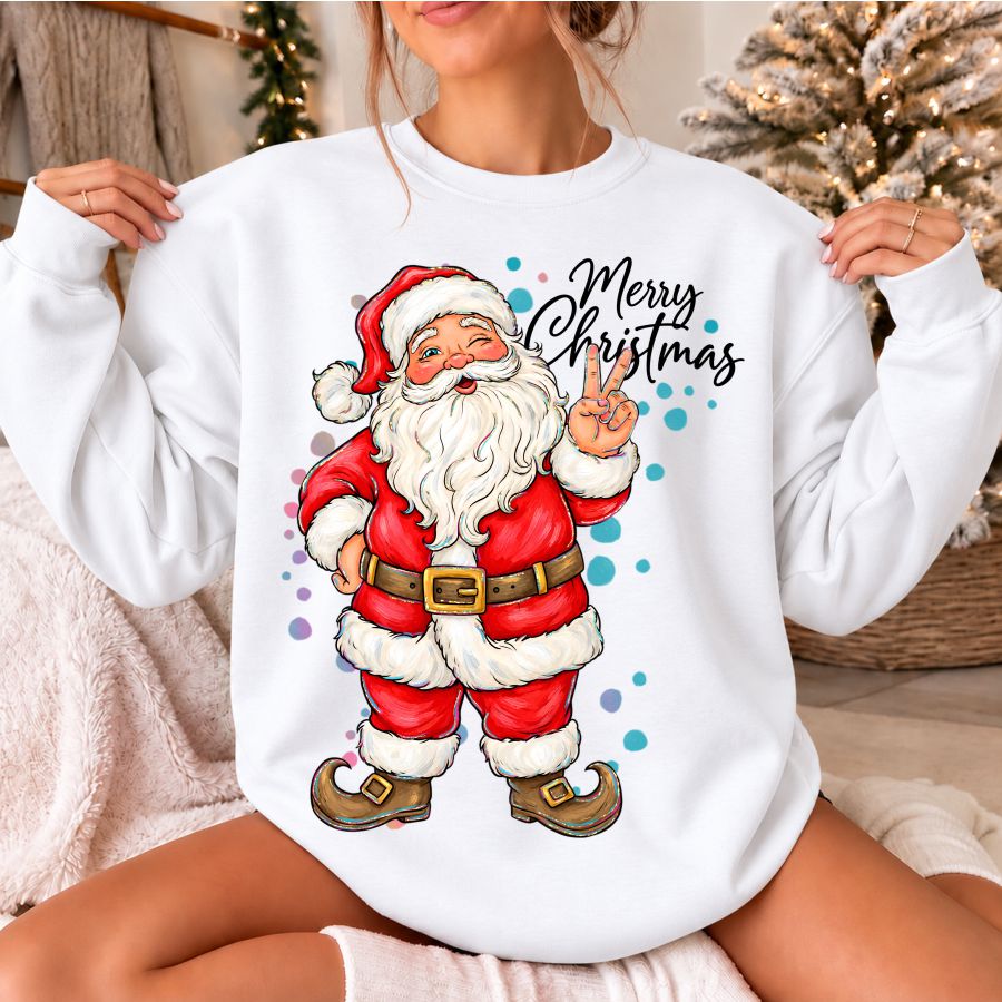 Merry Christmas Peace Sign Santa