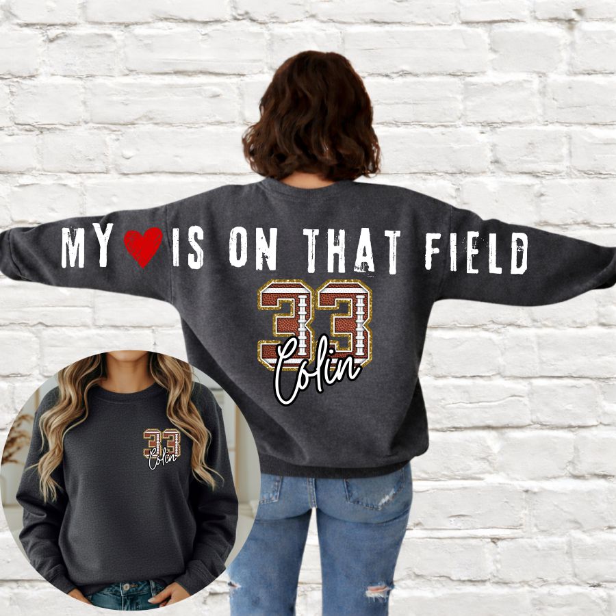 Big Back My Heart is on That Field with Name, Number and Pocket
