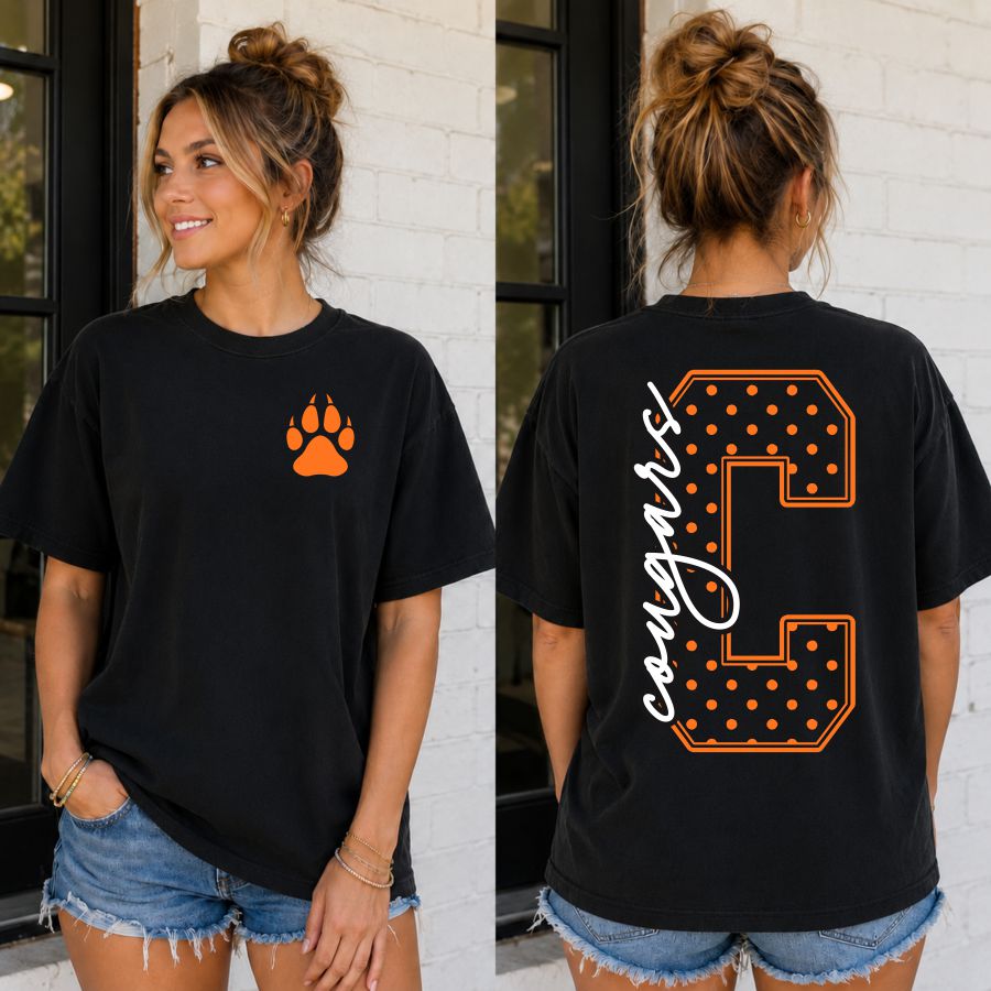 Custom Polka Dot Initial School Mascot 2 part - Your School Your Colors