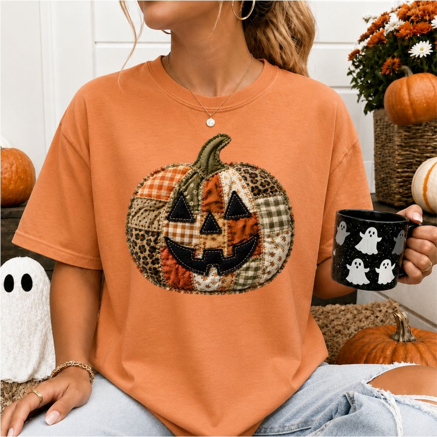 Faux Patchwork Jack O Lantern
