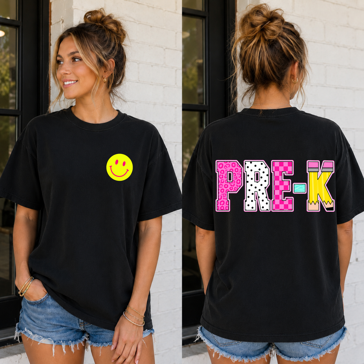 School Pattern w Check & Smiley Pre K 2 part