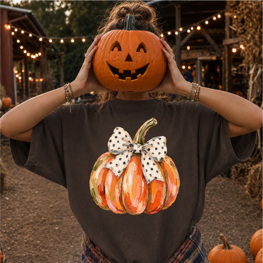 Pumpkin Polka Dot Bow