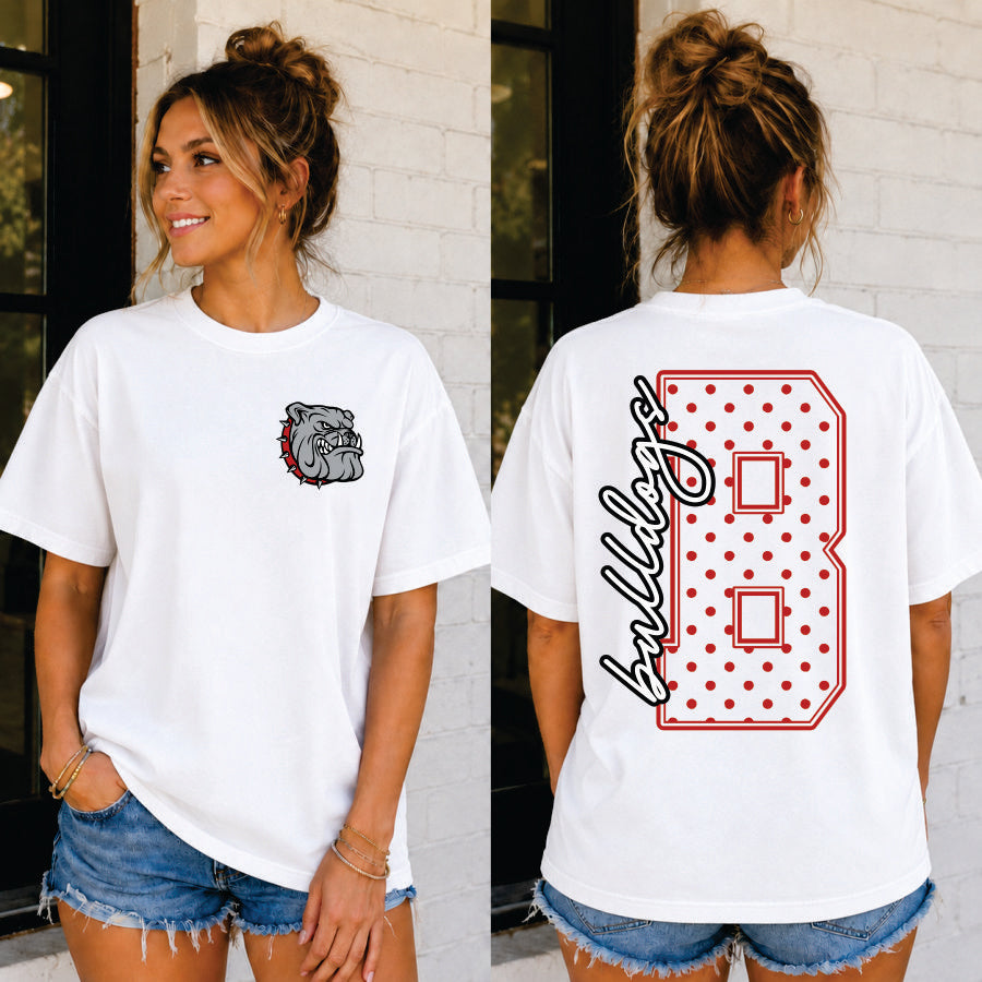 Custom Polka Dot Initial School Mascot 2 part - Your School Your Colors