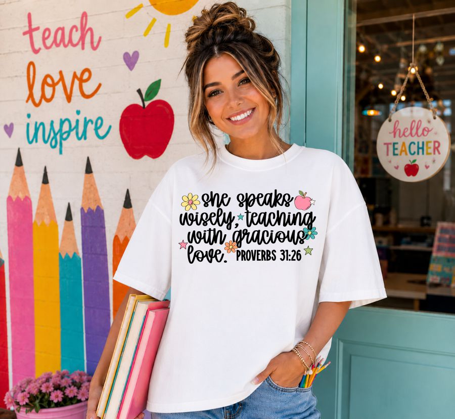 She Speaks Wisely Teaching w Gracious Love black print