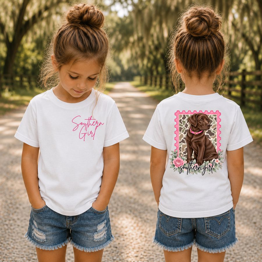 Southern Girl Camo & Flowers Chocolate Lab 2 part