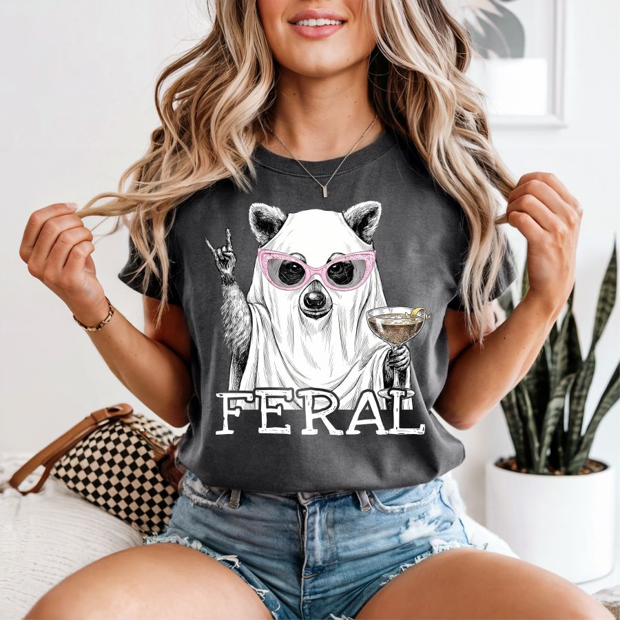 Summerween Feral Racoon White Print